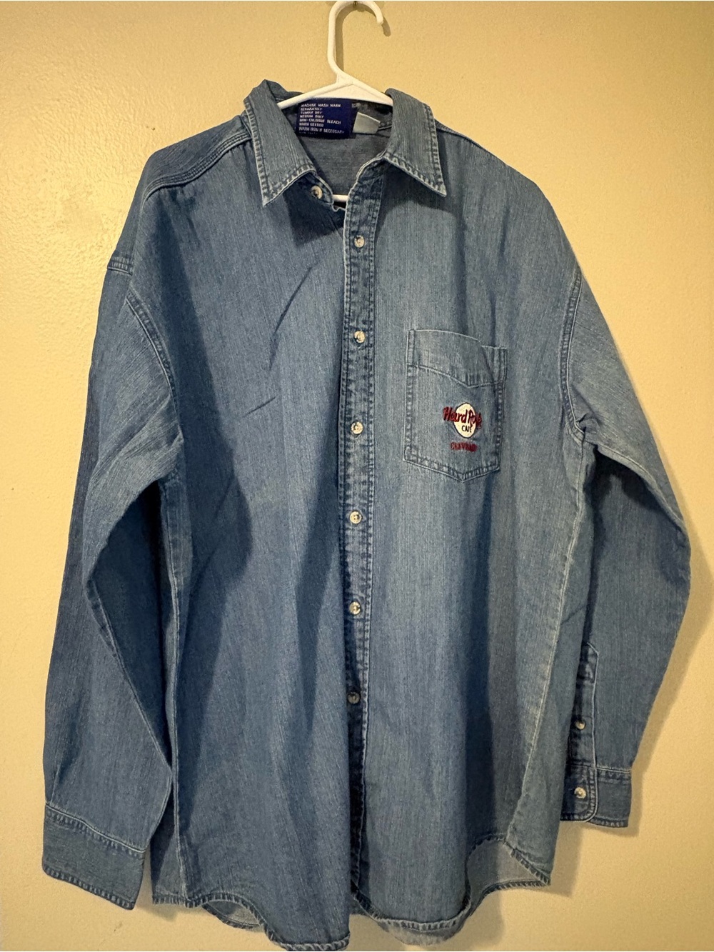 Hard Rock Cafe Light Blue Denim Button-Down Shirt- Cleveland